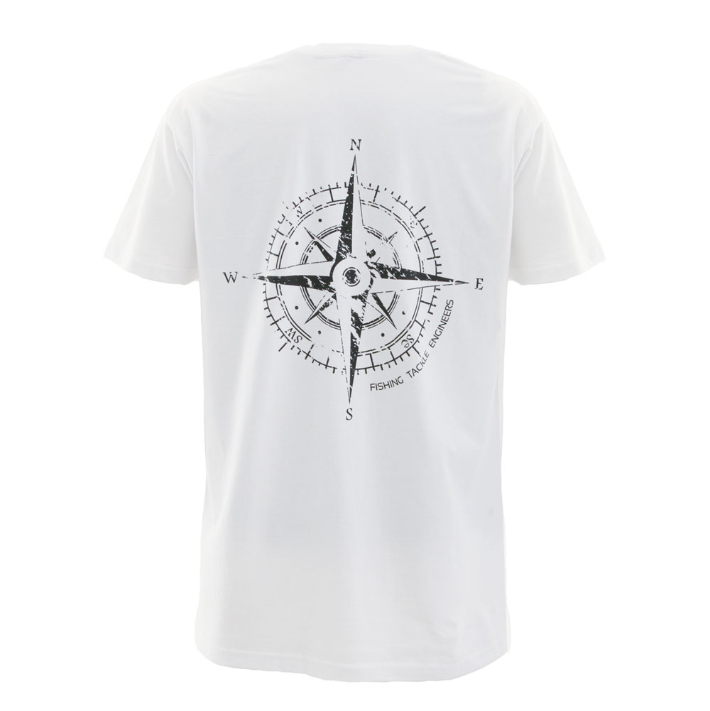 Ocean Angler Fishing T-Shirt Compass Print White 2XL