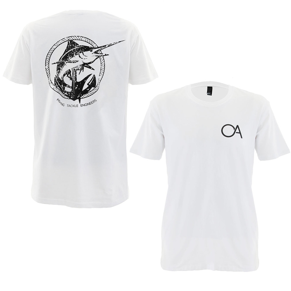 Ocean Angler Fishing T-Shirt Marlin Print White S