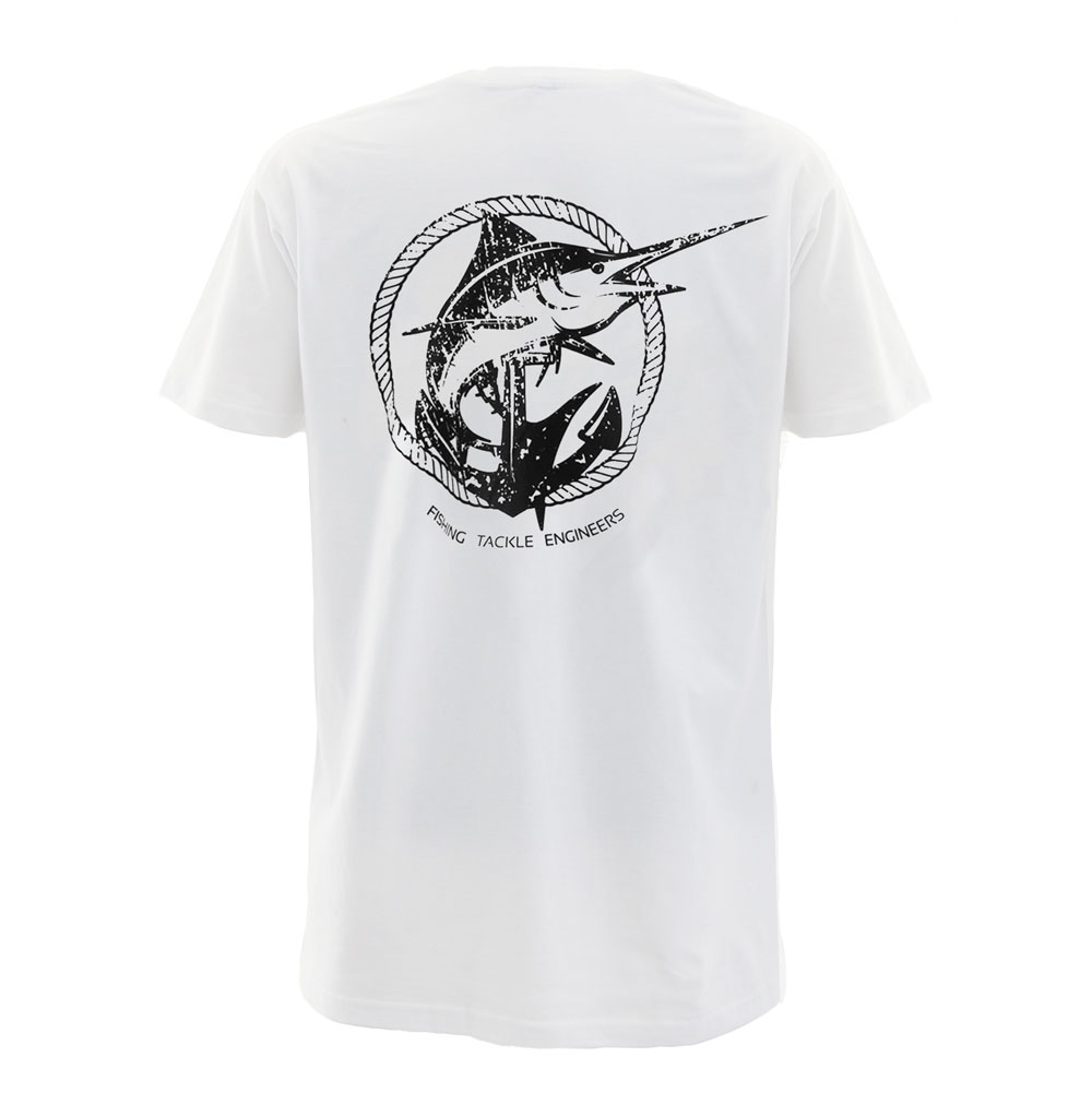 Ocean Angler Fishing T-Shirt Marlin Print White S
