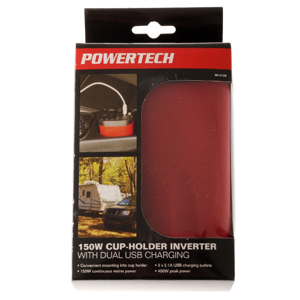 150W Cup-Holder Inverter with Dual USB Charging