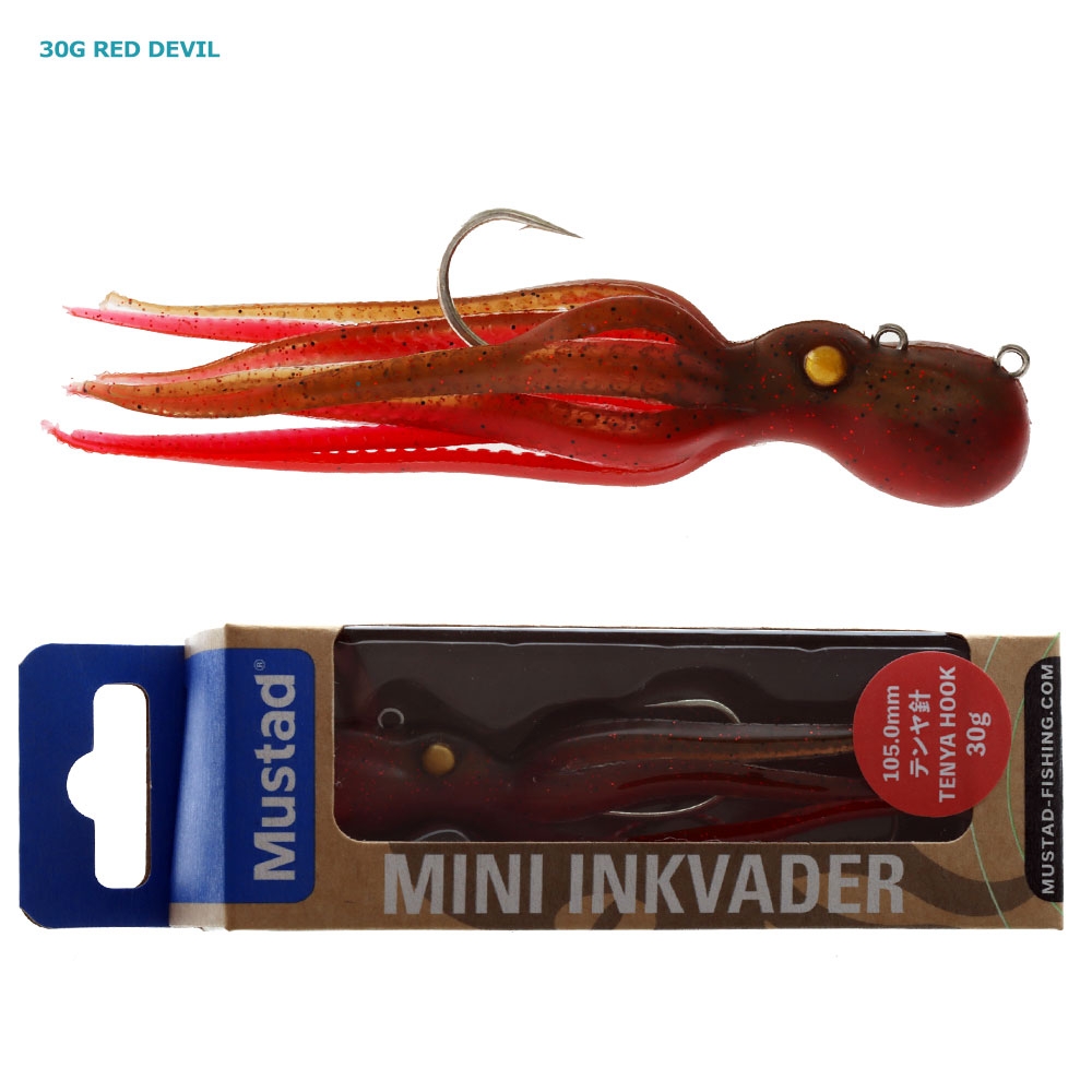 Mustad Mini InkVader Octopus Soft Bait Jig 30g Red Devil
