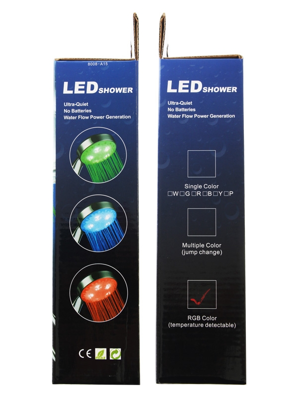 LED Shower Head with Temperature Indicator - Round