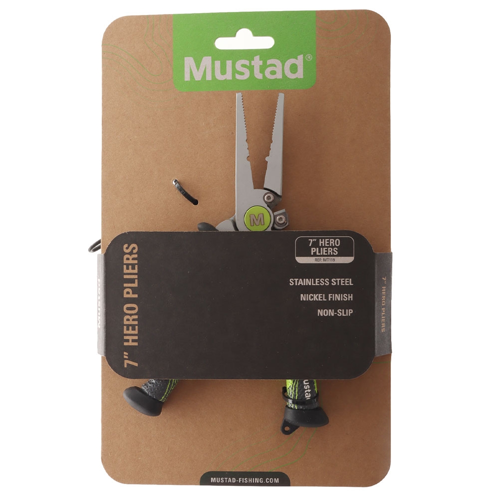 Mustad Premium Hero Fishing Pliers Green 7in