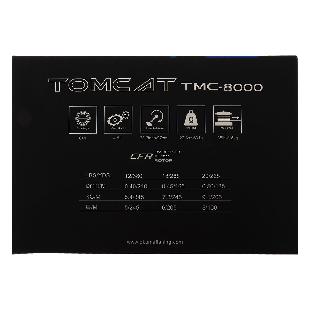 Okuma Tomcat 8000 Spinning Reel with 210m Braid