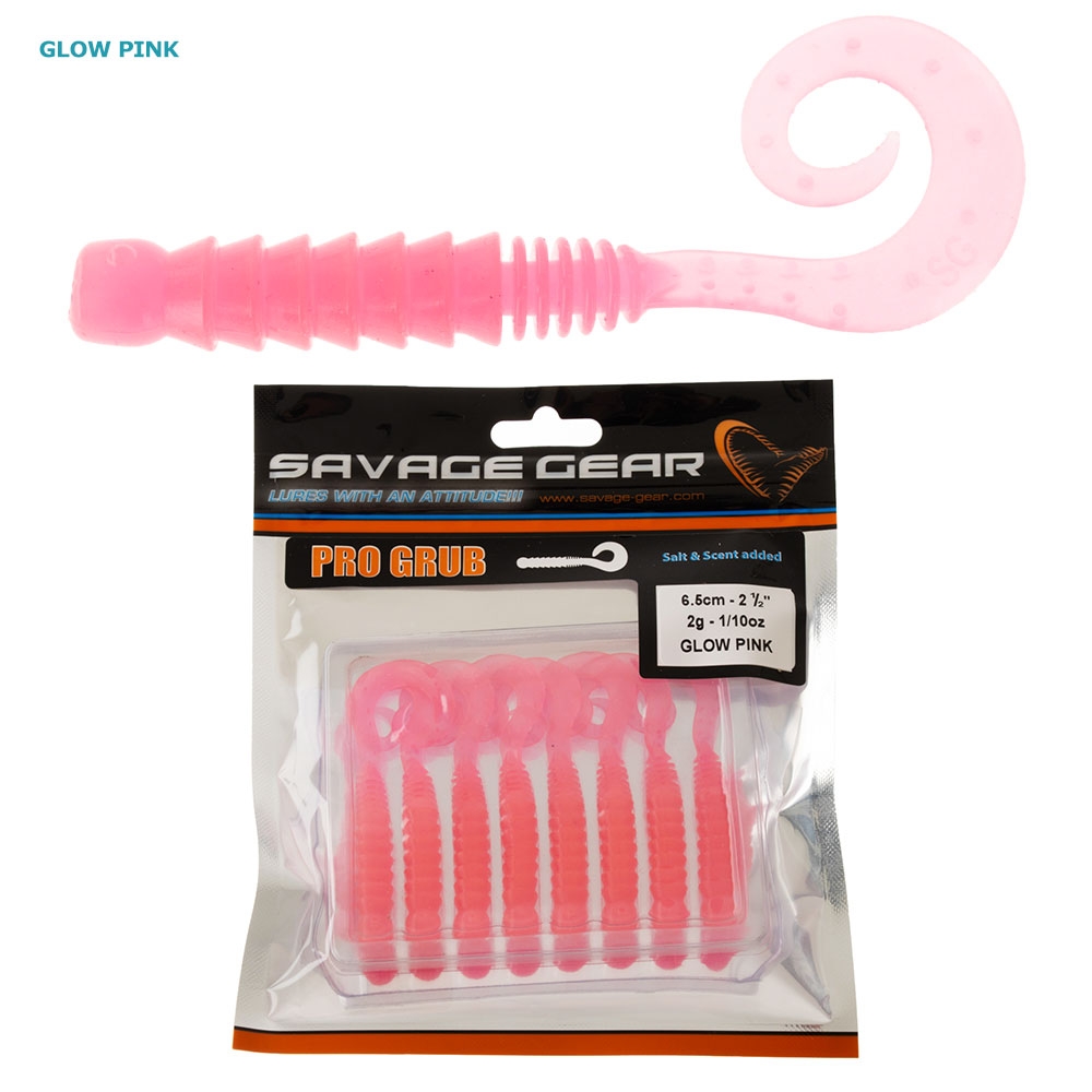 Savage Gear LB Pro Grub Soft Bait 6.5cm Qty 8 Glow Pink