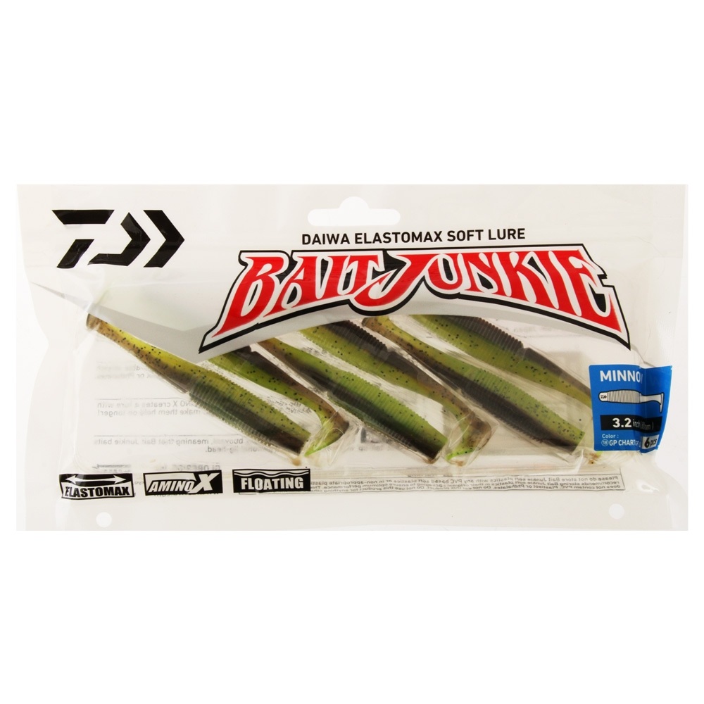 Daiwa BaitJunkie Minnow Soft Bait 8cm GP Chartreuse UV