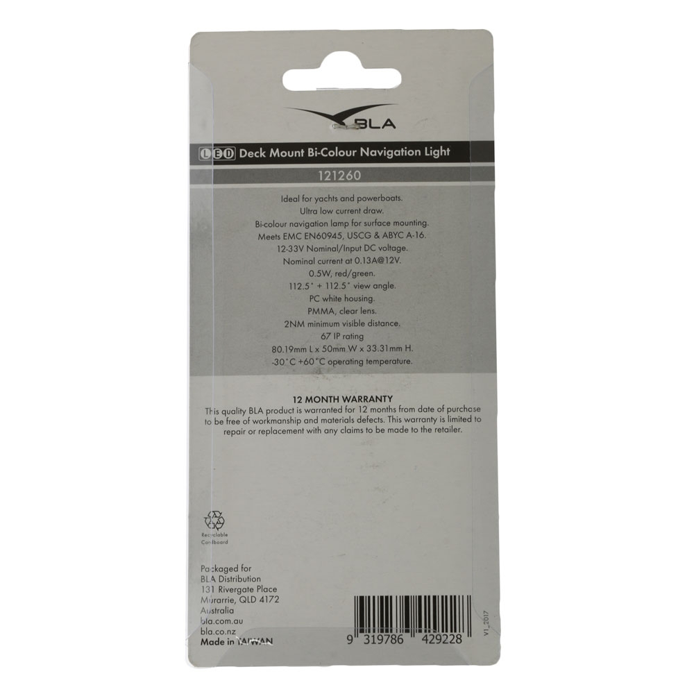 BLA Horizontal LED Bi-Colour Navigation Light 12-33V