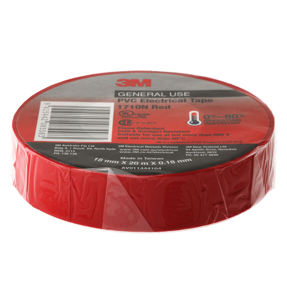 3M 1710N PVC Electrical Tape Red 18mm x 20m