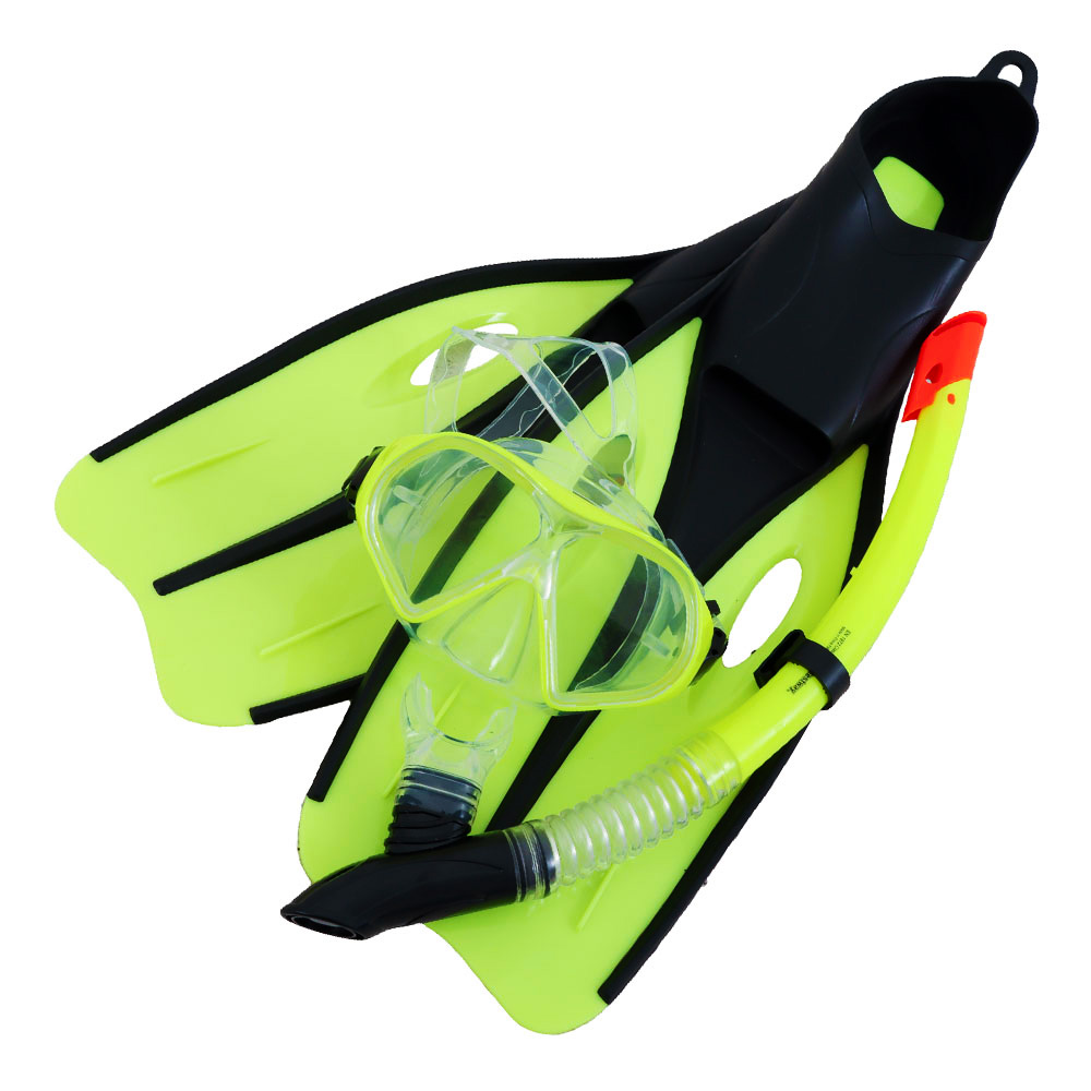 Hydro-Pro Dream Adult Dive Mask Snorkel and Fins Set Yellow Green US9.5-11.5 / EU42-44