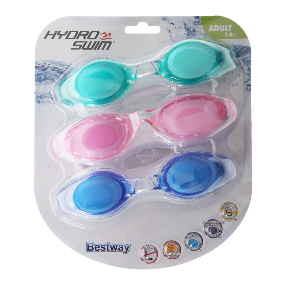 Hydro-Swim Belize 3-Piece Goggles Set Lime Pink Blue