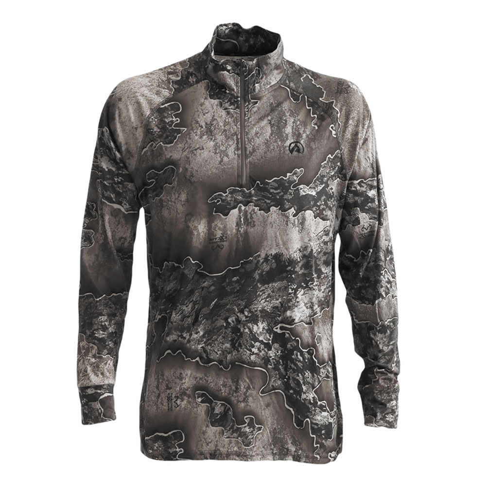 Ridgeline Micro Lite UPF 40 Quarter Zip Mens Long Sleeve Shirt Excape Camo XS