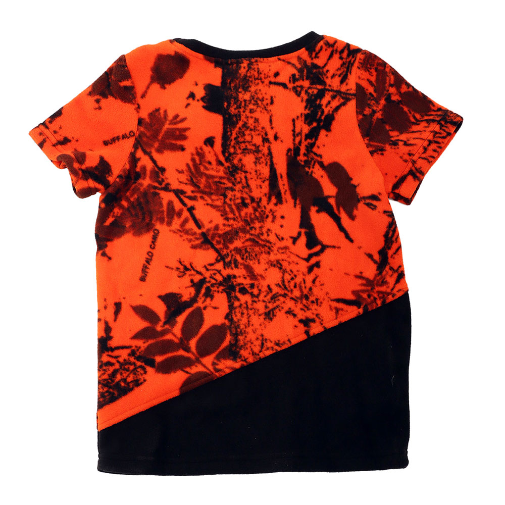 Ridgeline Spliced Kids Fleece T-Shirt Blaze Camo/Black 6