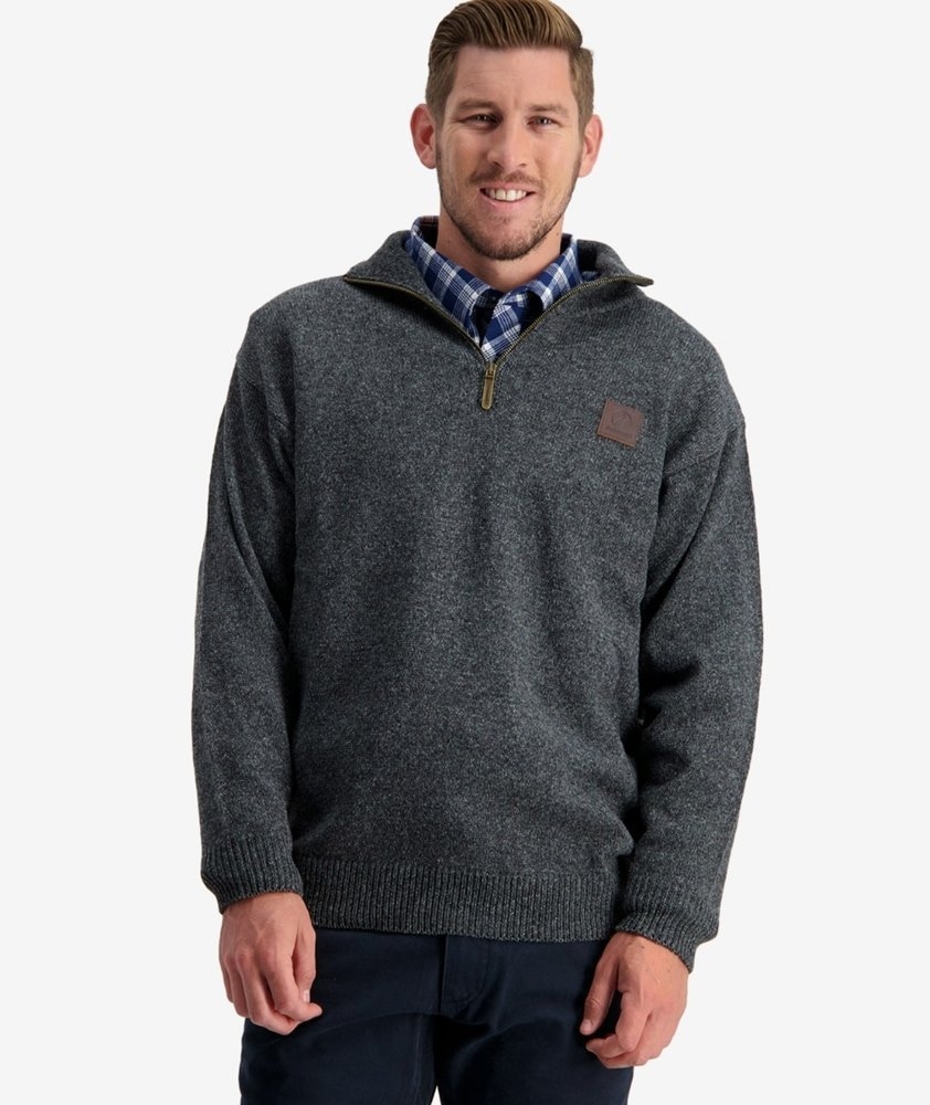 Swanndri Mens Mariner Wool Zip Neck Jersey