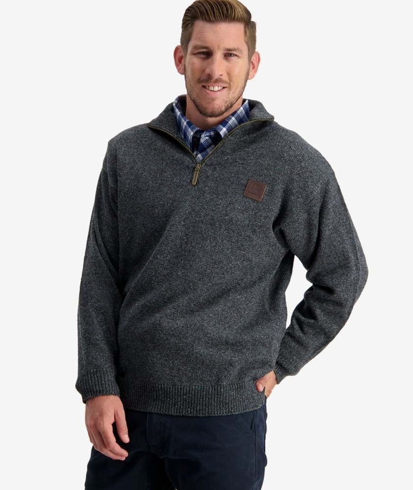 Swanndri Mens Mariner Wool Zip Neck Jersey