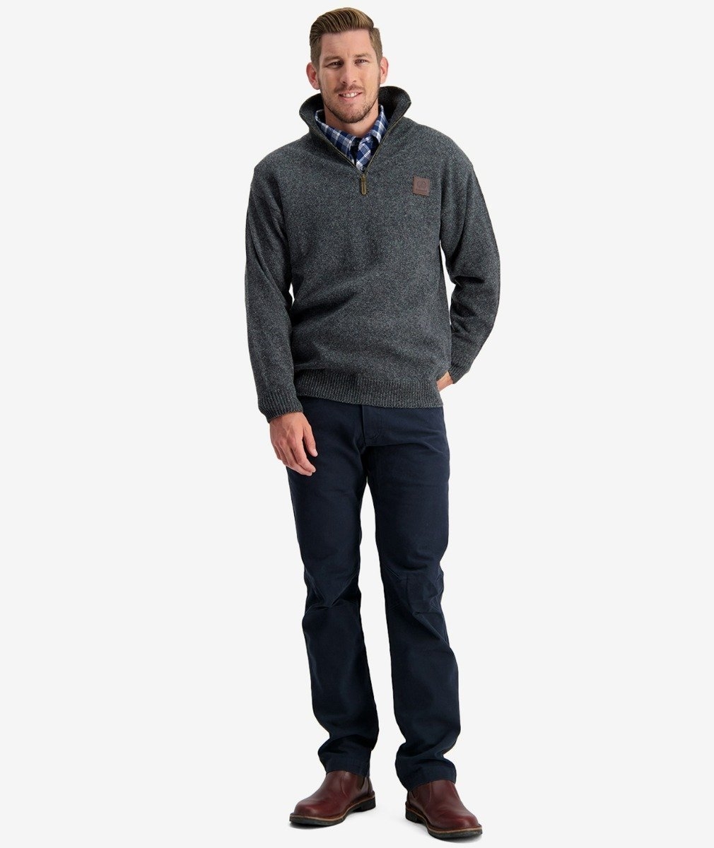 Swanndri Mens Mariner Wool Zip Neck Jersey