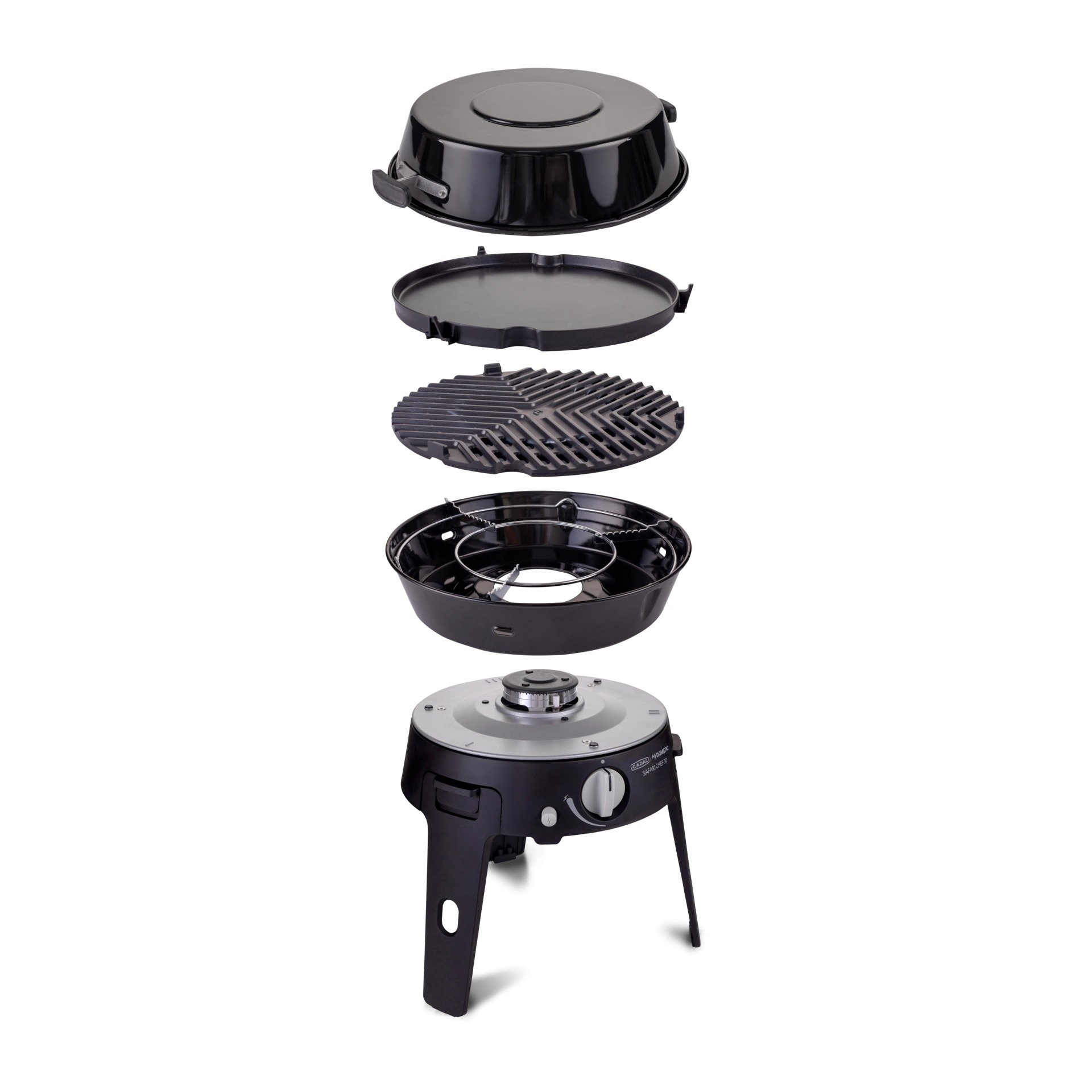Dometic Cadac Safari Chef 30 HP Portable Gas BBQ and Cooker with Grill Plate and Pot Stand