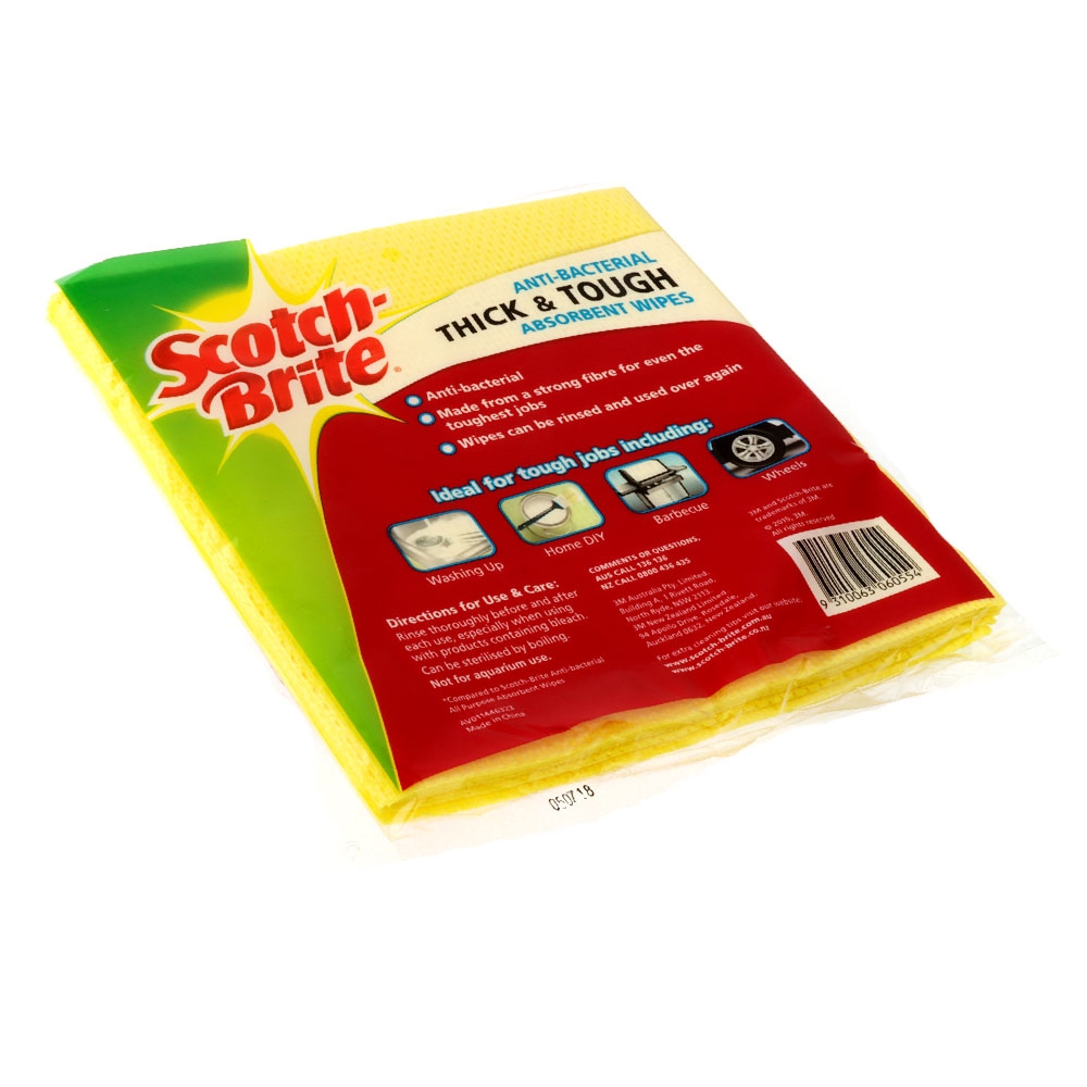 Scotch-Brite Thick & Tough Antibacterial Wipes 40x38cm 5pk