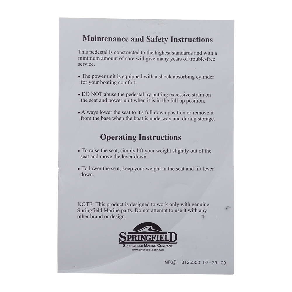 Springfield 70cm HD Air Ride Pedestal 30.48cm Base