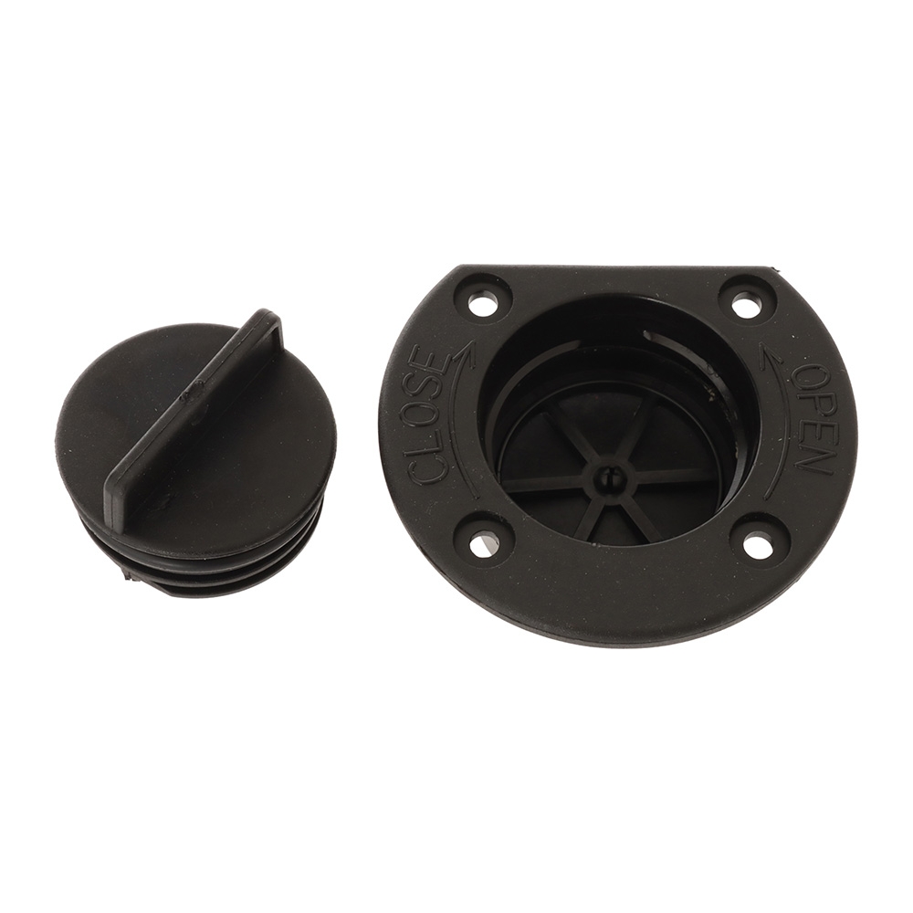 Black Self Bailer/Scupper with Screw In Plug Fit to Interior of Hull