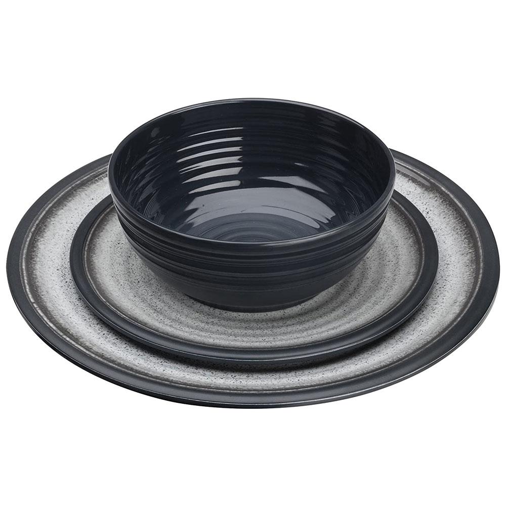 Granite Shatter-Resistant Melamine 12-Piece Tableware Set Grey