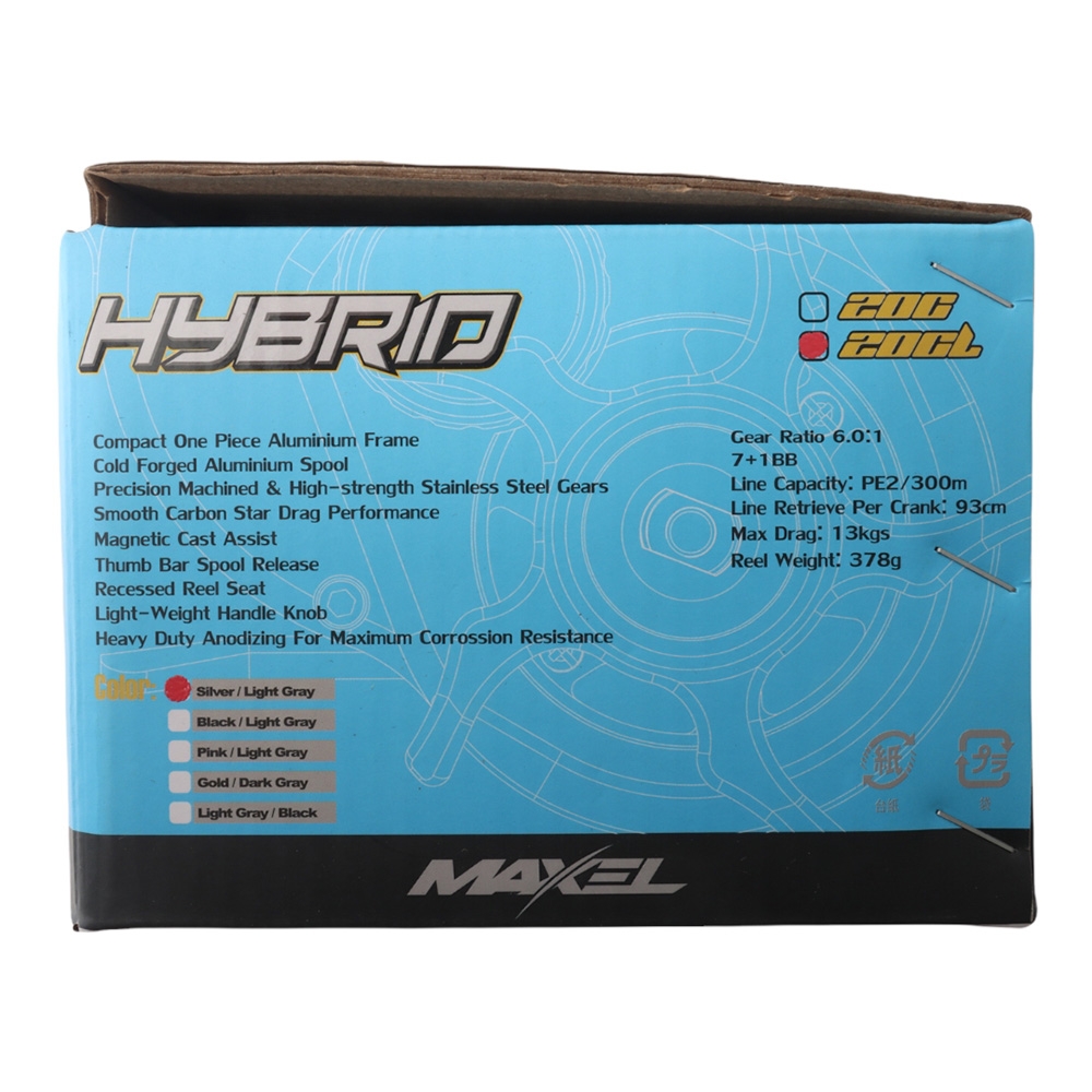 Maxel Hybrid 20C Left Hand Jigging Reel Silver/Gunsmoke