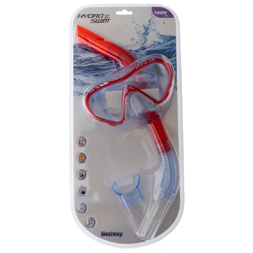 Hydro-Swim Clear Sea Youth Dive Mask and Snorkel Set Red