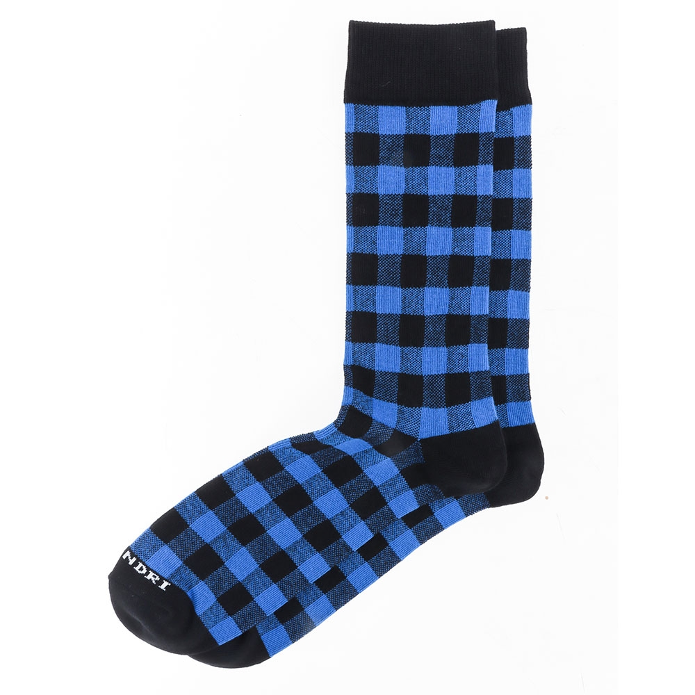 Swanndri Heritage Cotton Blend Socks Blue/Black Check US3-6 / UK2-5