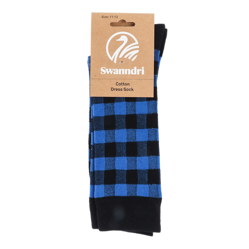Swanndri Heritage Cotton Blend Socks Blue/Black Check US3-6 / UK2-5
