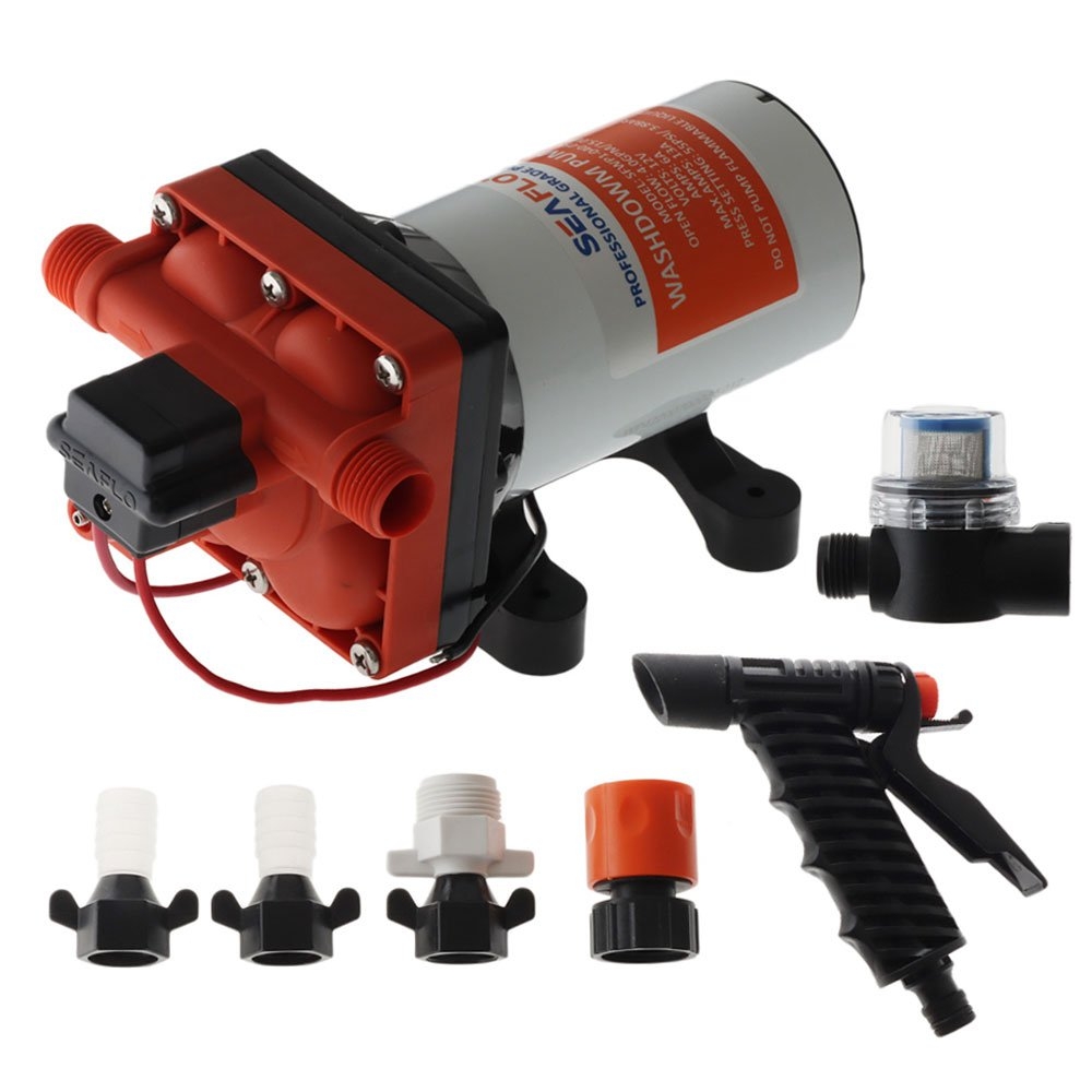 Seaflo 42 Series Washdown Pump Kit with 7.5m Coiled Hose 15LPM 12V