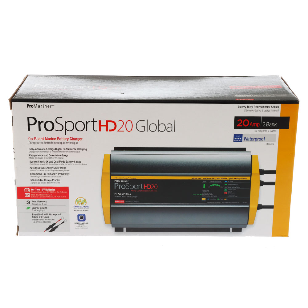 ProMariner ProSportHD 20 Marine Battery Charger 20A 2-Bank NEMA-15
