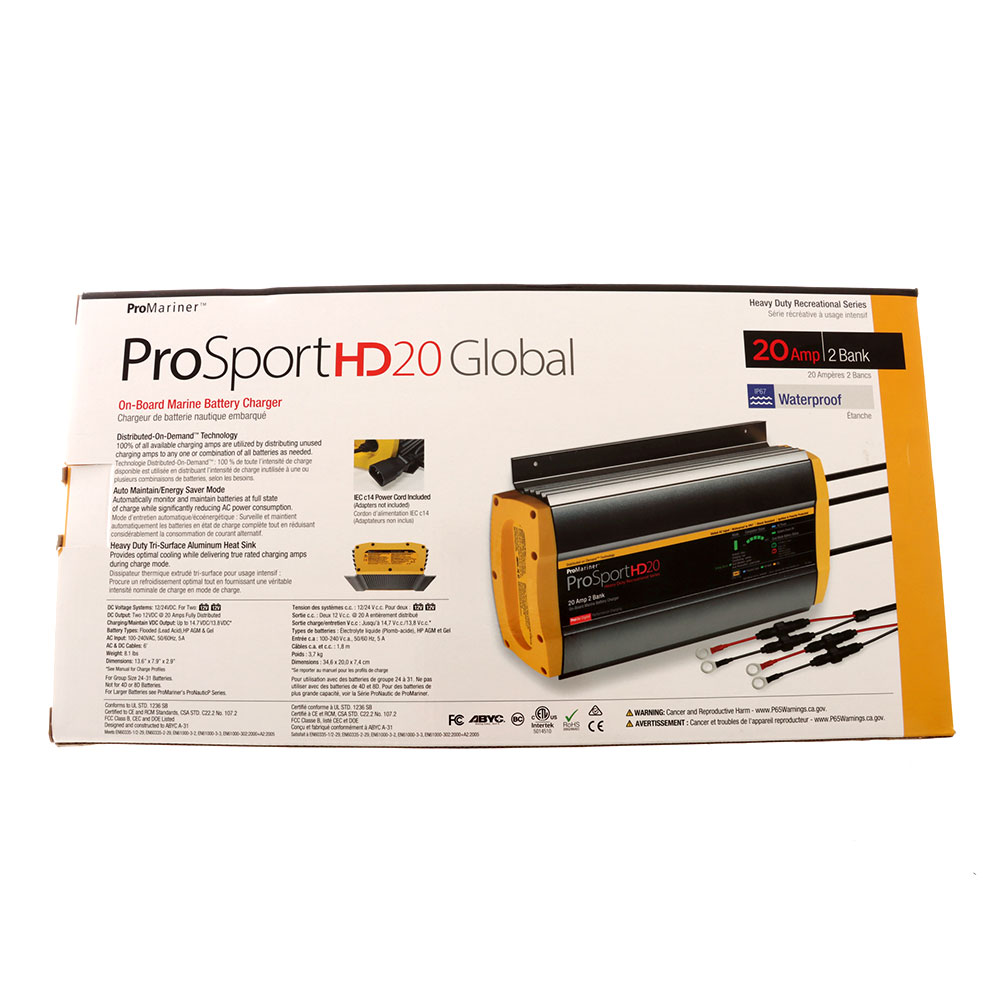 ProMariner ProSportHD 20 Marine Battery Charger 20A 2-Bank NEMA-15
