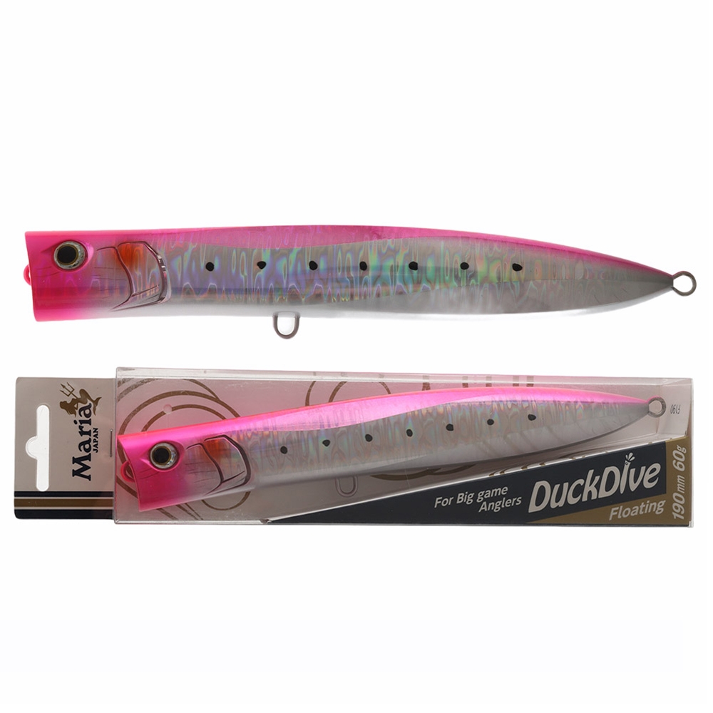 Maria DuckDive Slim Popper Lure 190mm 60g Pink Sardine