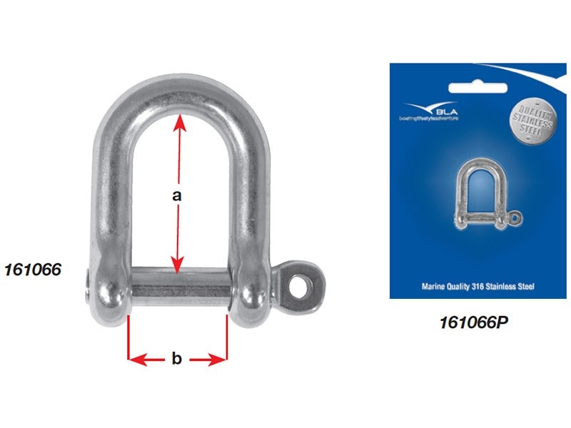 Stainless Steel Captive Pin D Shackle - 6mm
