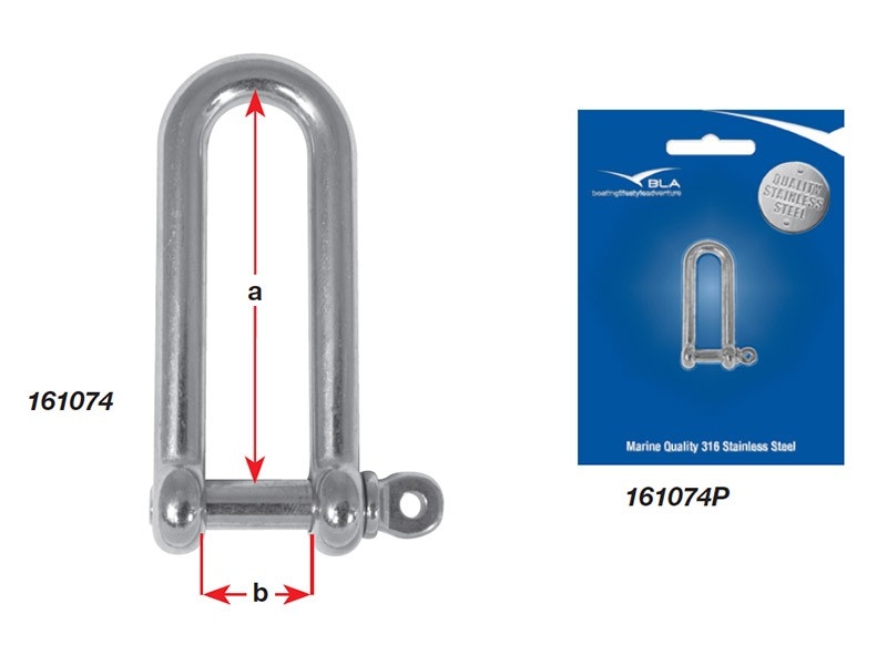 Stainless Steel Long D Shackle - 6mm Packaged