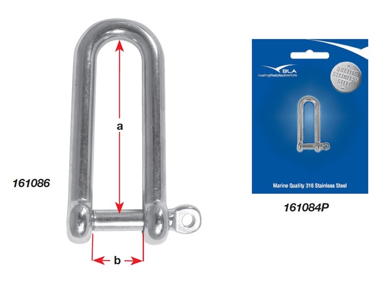 Stainless Steel Captive Pin Long D Shackle - 6mm