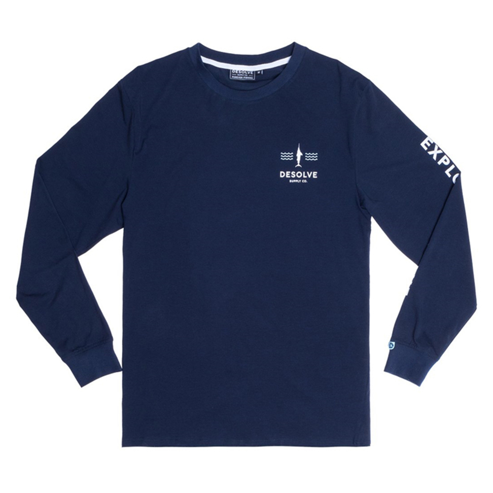 Desolve Marlin UPF50 Mens Long Sleeve Shirt Navy Medium