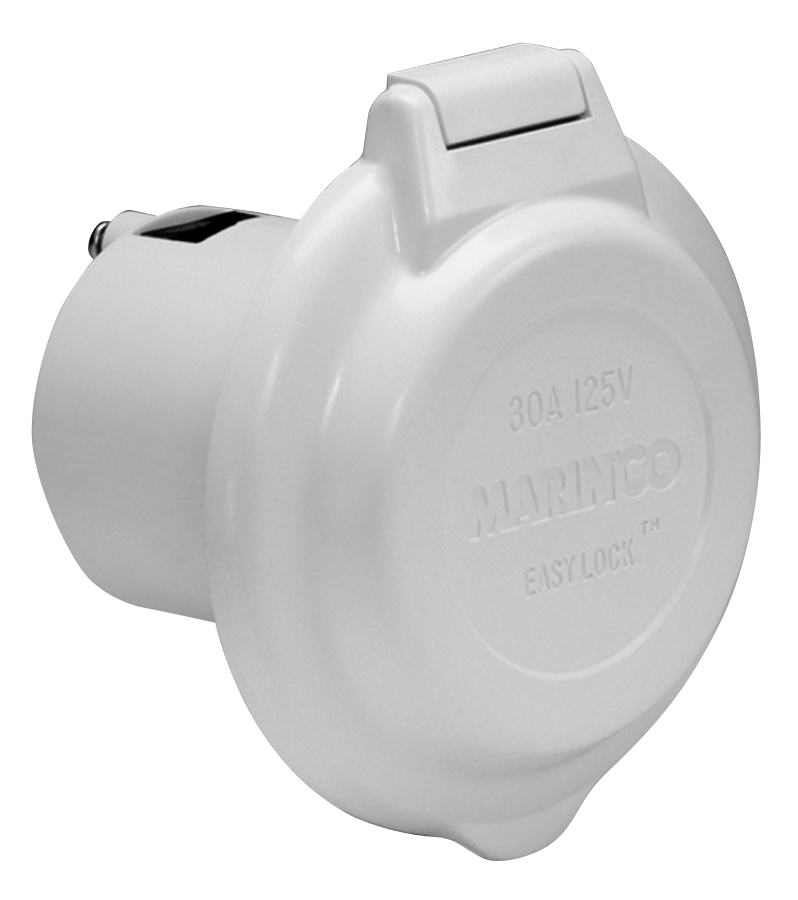 Marinco Inlet 30A 125V Round No SS Trim White
