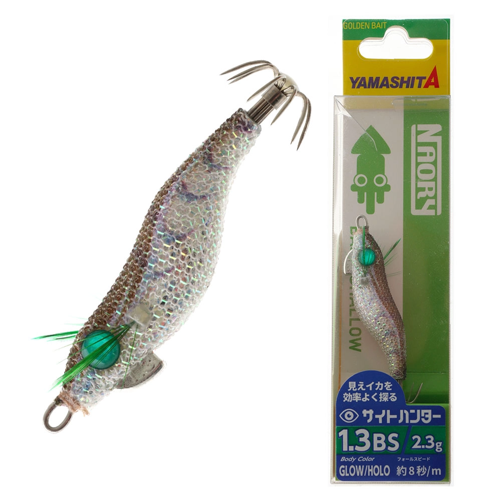 Yamashita Naory Sight Hunter Squid Jig 2.3g Size 1.3 Glow Holo Silver Yamashita Naory Sight Hunter Squid Jig 2.3g Size 1.3 Glow Holo Silver