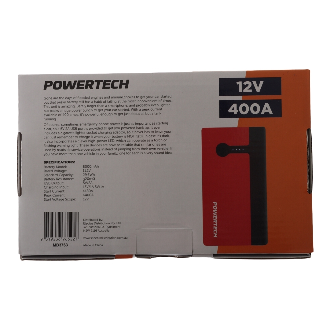 Powertech Glovebox Jump Starter and Power Bank 12V 400A