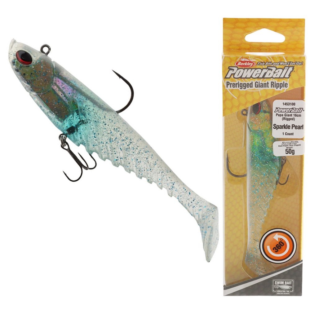Berkley PowerBait Giant Ripple Shad Soft Bait 16cm Sparkle Pearl