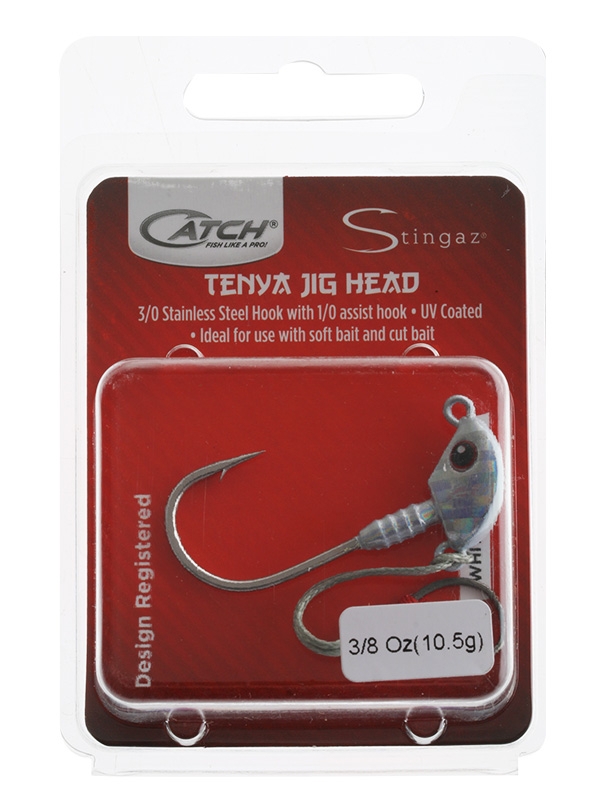 Catch Stingaz Tenya Jig Head with Assist Hook 3/8oz White Warrior