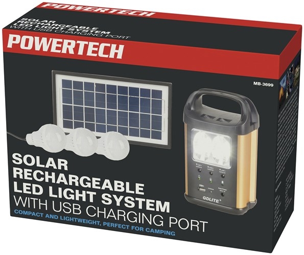 Powertech Solar Rechargeable LED Light Kit