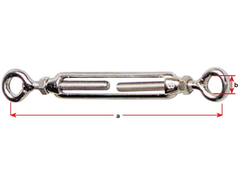 Stainless Steel Eye and Eye Open Body Turnbuckles - M16