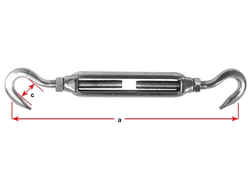 Stainless Steel Hook and Hook Open Body Turnbuckles - M5