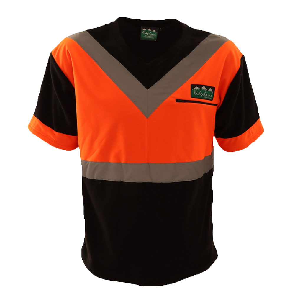 Ridgeline Forestry Spec Hi-Viz Fleece T-Shirt Black/Orange/Reflective
