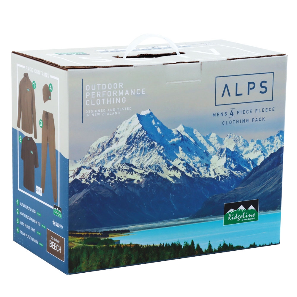 Ridgeline Alps Mens 4-Piece Fleece Clothing Pack Beech XS