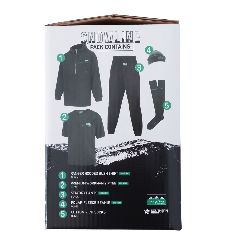Ridgeline Snowline Mens 5 Piece Fleece Clothing Pack Black/Olive M - MISSING BEANIE