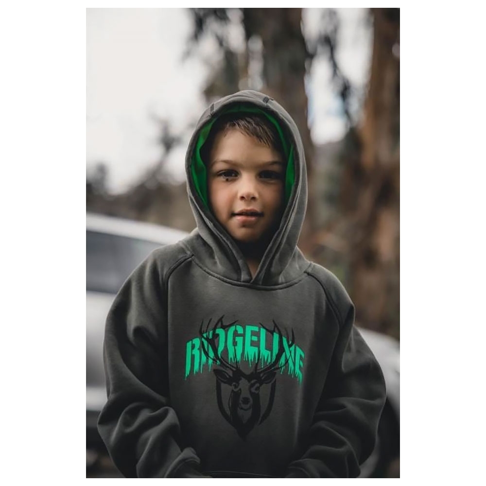 Ridgeline Spooky Kids Fleece Hoodie Forest Green 2