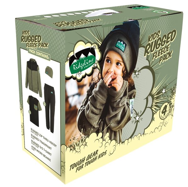 Ridgeline Rugged Kids 4 Piece Clothing Pack Field Olive/Black 16