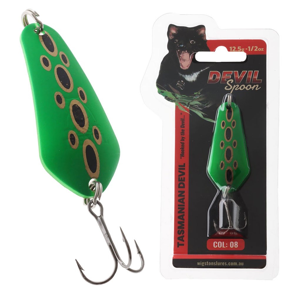 Tasmanian Devil Devil Spoon 08 12.5g Lime Frog